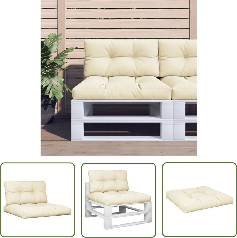 The Living Store Palletkussens 2 st stof crèmekleurig Palletkussens Tuinstoelen Lounge Meubilair Outdoor Accessoires Zitkussens