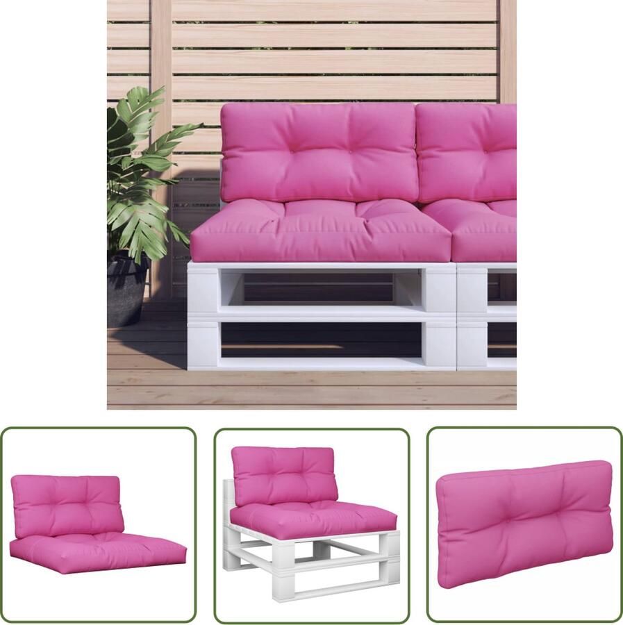 The Living Store Palletkussens 70 x 70 x 12 cm roze polyester holle vezel vulling Palletkussens Tuinstoelen Outdoor Meubilair Lounge Set Patioset