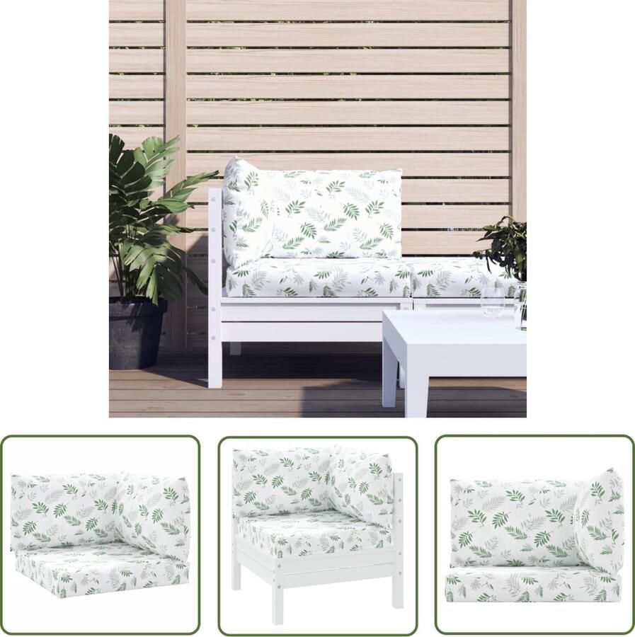 The Living Store Palletkussens Oxford stof Comfortabele zitkussens 60x60x8 cm Met bladpatroon Palletkussens Tuinstoelen Outdoor Meubilair Lounge Bank Balkondecoratie