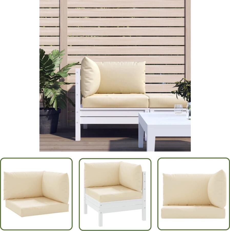 The Living Store Palletkussens Oxford stof Beige 60x60x8 cm zitkussen+60x38x13 cm rugkussen Waterafstotend Palletkussens Tuinstoelen Outdoordecoratie Loungehoek Patio