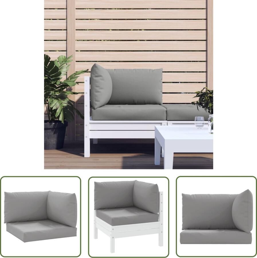 The Living Store Palletkussen Oxford Grijs Zit- 60x60x8 cm Rug- 60x38x13 cm Zijkant- 60x38x13 cm Waterafstotend Palletkussens Tuinstoelen Outdoor Meubilair Lounge Set Balkondecoratie