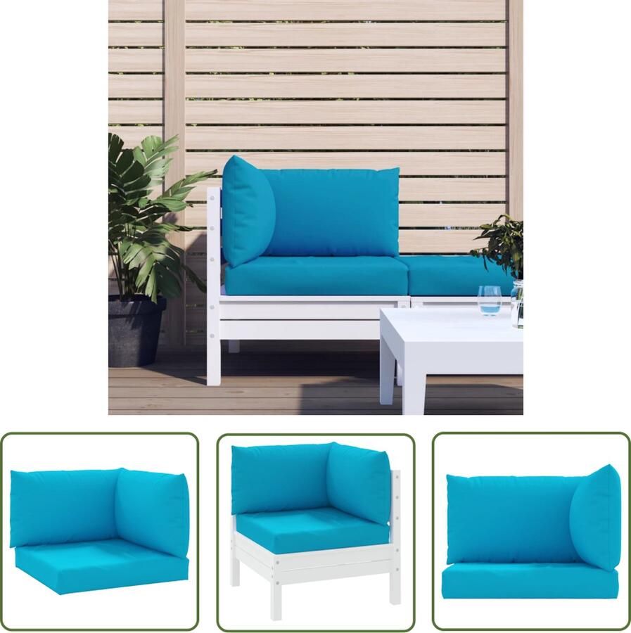 The Living Store Palletkussens 60 x 60 x 8 cm Lichtblauw Oxford stof Waterafstotend Palletkussens Tuinstoelen Outdoor Meubilair Lounge Set Balkondecoratie
