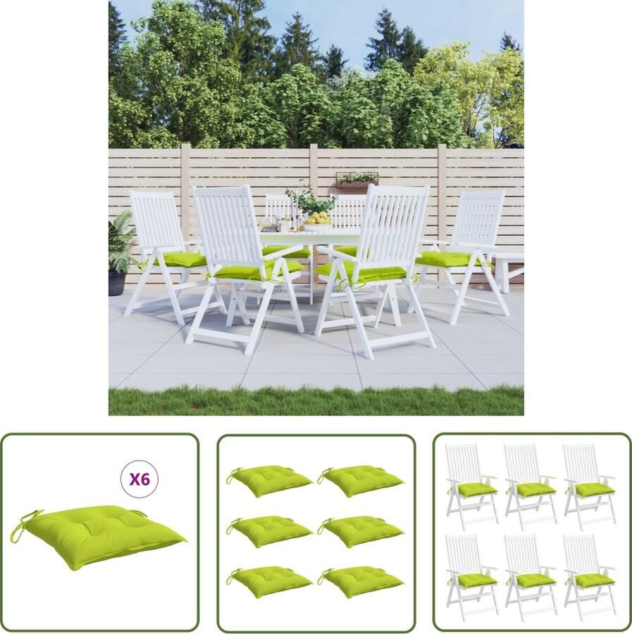 The Living Store Palletkussen Set van 6 50x50x7 cm Waterafstotend Oxford stof Felgroen Palletkussens Tuinstoelen Buitenaankleding Lounge Meubilair Outdoor Accessoires
