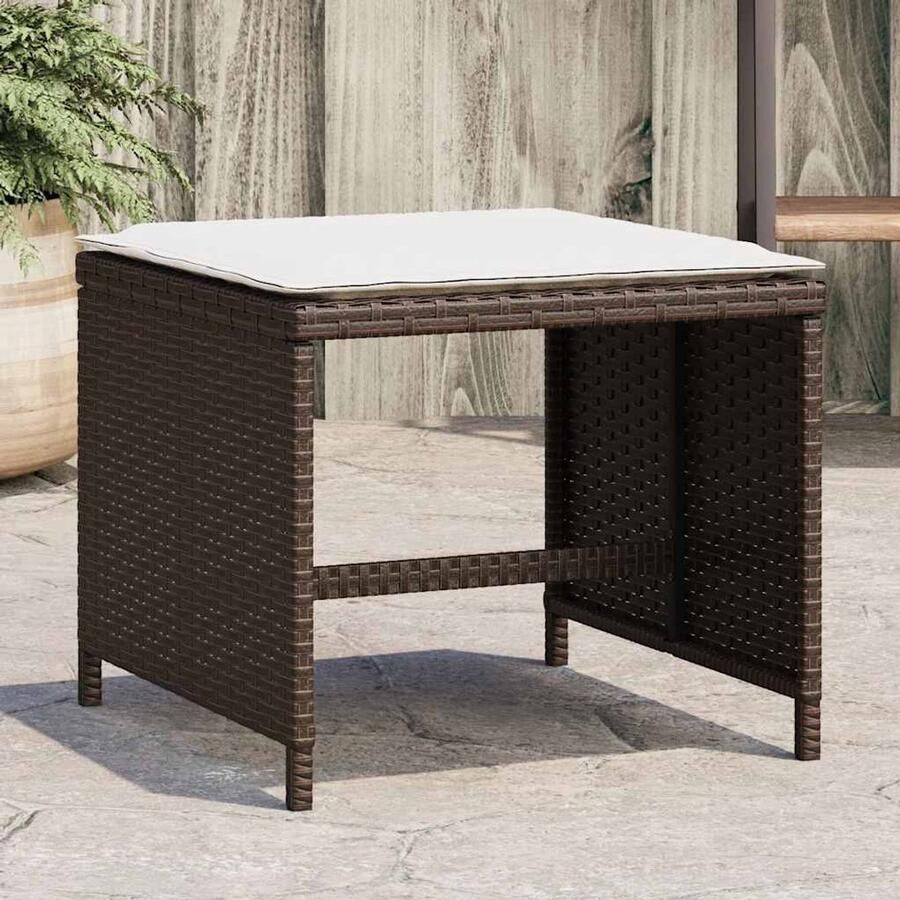VidaXL Tuinkrukken set van 4 met kussens bruin Tuinkrukken Tuinstoelen Buitendecor Outdoor Living Patio Furniture