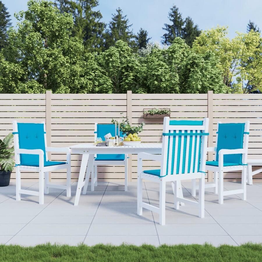 VidaXL Tuinstoelkussen Set van 4 Lage rug Blauw Stoelkussens Zitcushions Lounge Set Tuinset Outdoor Furniture Balkondecoratie Terrassenset Garden Cushions - Foto 2