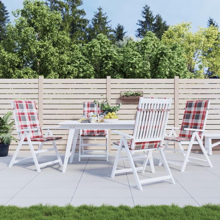 VidaXL Tuinstoelkussens 4 st 120x50x3 cm rood Tuinstoel Kussens Zitcushions Outdoor Cushions Patio Furniture Cushions Rood - Foto 2
