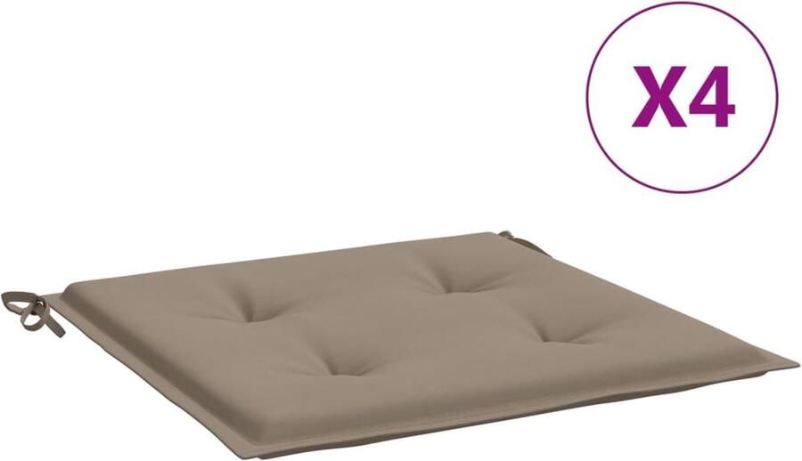 VidaXL Tuinstoelkussens 4 st Taupe 50x50x3 cm Tuinstoel Kussentje Outdoor Kussen Lounge Kussen Oxford Stof Taupe Kleur Waterdicht Kussen - Foto 2