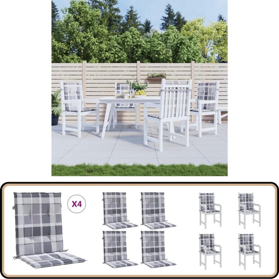 VidaXL Tuinstoelkussens 4 stuks 100x50x3 cm Grijs Stoelkussens Oxford Stof Lounge Set Tuinkussens Buiskussens