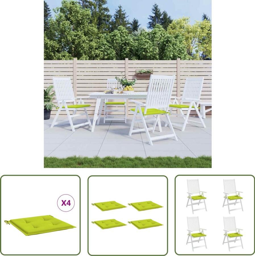 VidaXL Tuinstoelkussens 4 stuks 40x40x3 cm Groen Tuinstoel Kussentjes Buitentoekomst Kussens Comfortabele Stoelkussens Groene Kussens Outdoor Kussens Patio Kussens