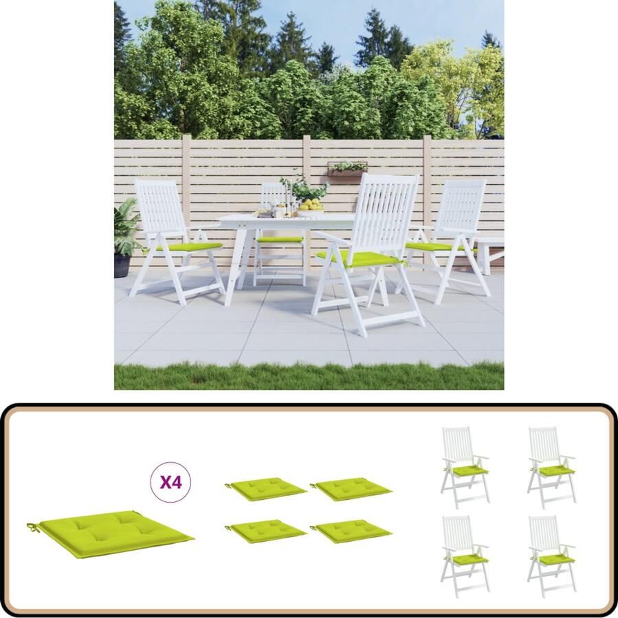 VidaXL Tuinstoelkussens 4 stuks 50x50x3 cm groen Tuinstoel Kussens Oxford Stof Groene Kussens Buitensteekussens Lounge Kussens Terras Kussens Zitkussens
