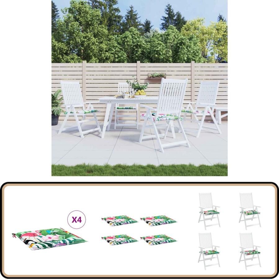 VidaXL Tuinstoelkussens 4 stuks 50x50x3 cm Multicolor Tuinstoel Kussentje Buitenstedelijke Kussens Oxford Stof Kussen Multikleurige Kussens Waterdicht Kussen