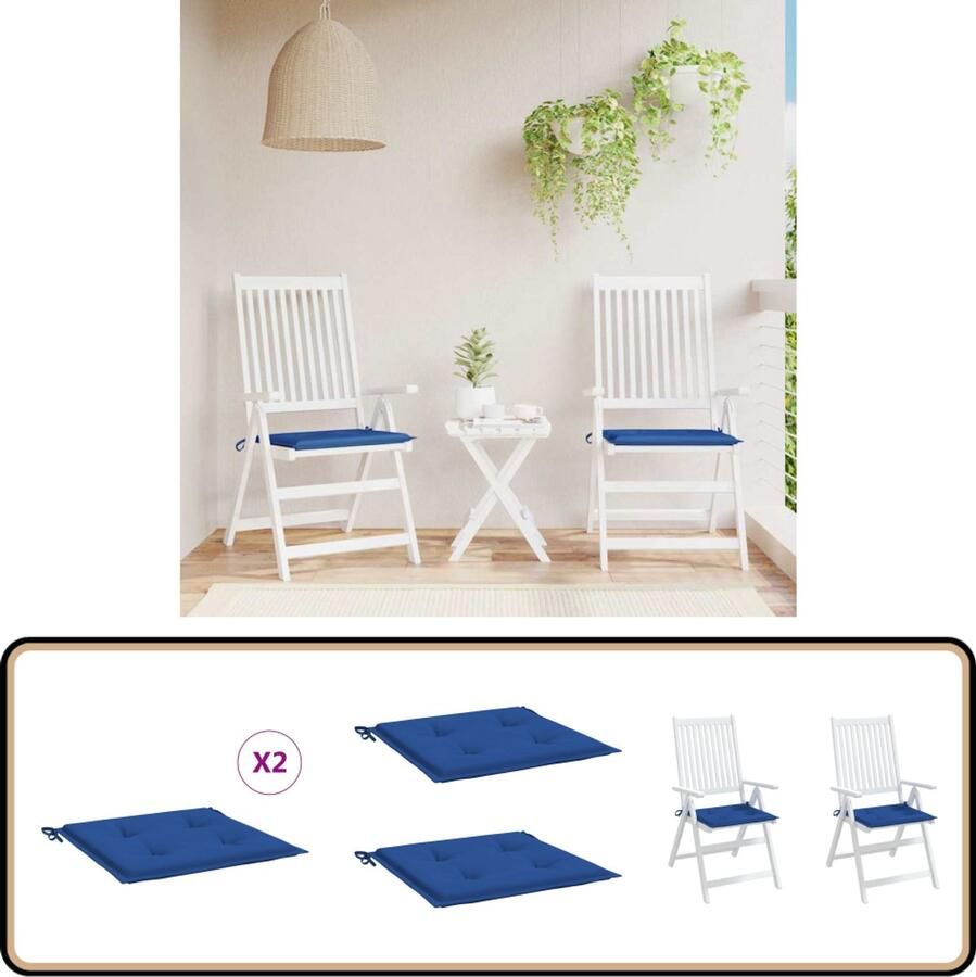 VidaXL Tuinstoelkussens 50x50x3 cm Blauw Tuinstoel Kussentje Oxford Stof Blauw Kussen Buitentoepassing Outdoor Kussen Zitcomfort Antislip