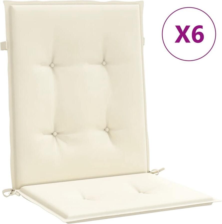 VidaXL Tuinstoelkussens 6 st 100x50x3 cm crème Tuinstoel Kussentje Lounge Kussen Outdoor Kussen Balkon Kussen Krukje Kussen Stoelkussen Creme Zitkussen - Foto 2