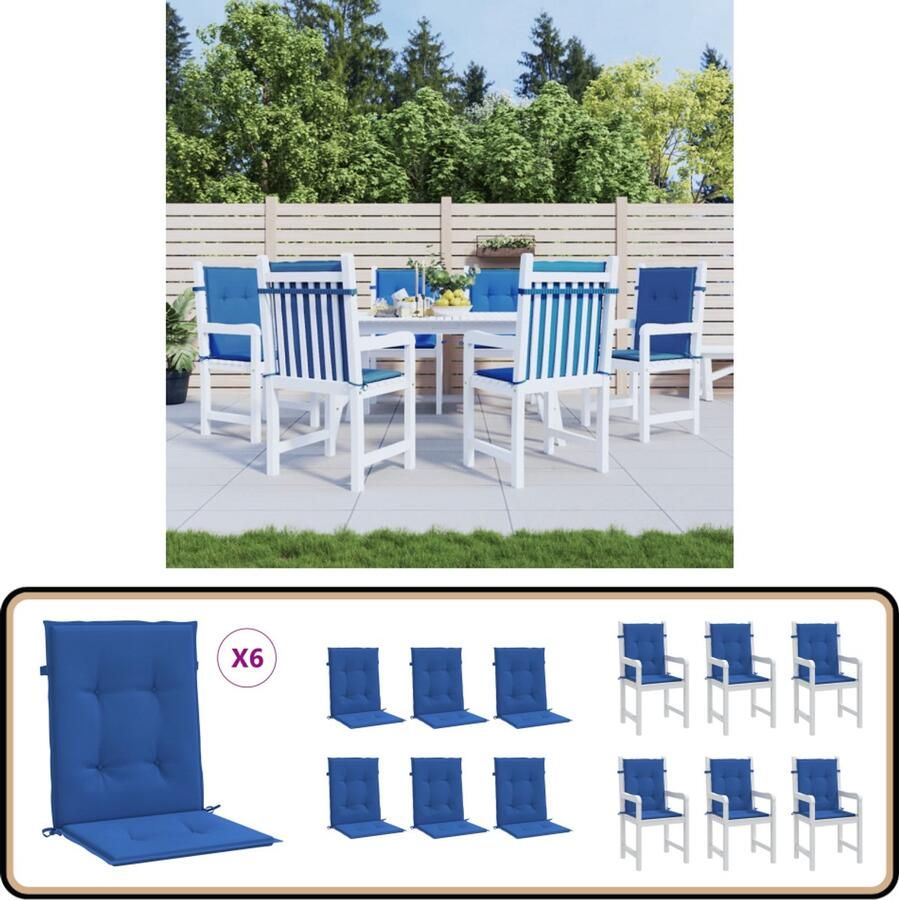 VidaXL Tuinstoelkussens 6 st Koningsblauw Tuinstoel Kussentjes Oxford Stof Blauw Outdoor Kussens Balkon Kussens Lounge Kussens Zitkussens