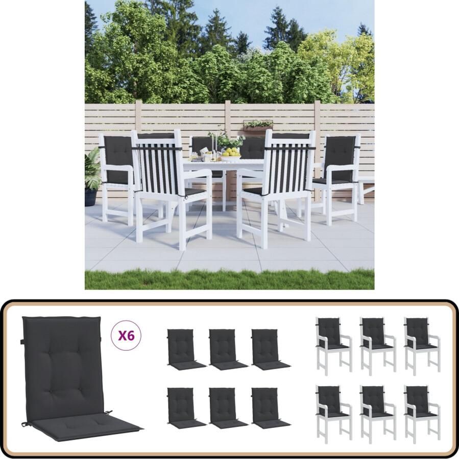VidaXL Tuinstoelkussens 6 st Oxford Stof Zwart Stoelkussens Oxford Stof Lounge Set Tuinkamer Buitendecoratie Balkondecoratie Terrasdecoratie Zitzakken Comfort