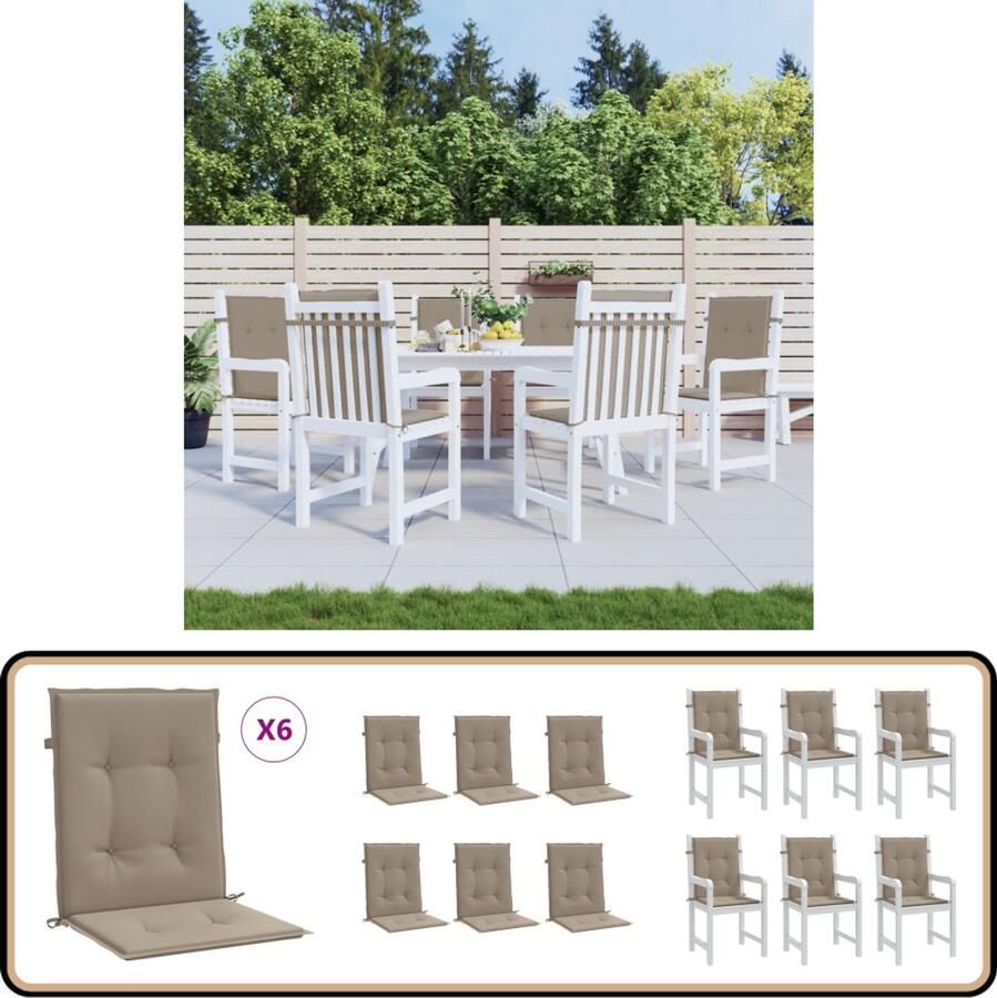 VidaXL Tuinstoelkussens 6 st oxford taupe Tuinstoel Kussentje Oxford Stof Taupe Buitentoepassing Waterdicht Lounge Kussen