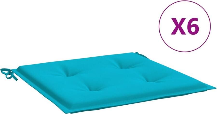 VidaXL Tuinstoelkussens 6 st Turquoise 50x50x3 cm Tuinstoelkussens Kussens Voor Tuinstoel Outdoor Kussens Balkon Kussens Turqoise Kussens Oxford Stof Kussens Waterafstotende Kussens - Foto 2