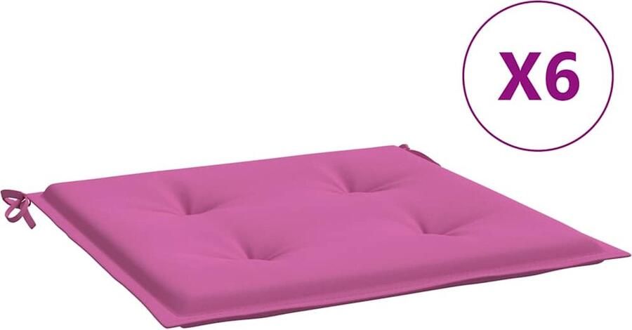 VidaXL Tuinstoelkussens 6 stuks 50x50x3 cm Roze Tuinstoel Kussentje Buitenkussens Kussens Set Rozekleur Oxfordstof Watervast Antislip - Foto 2