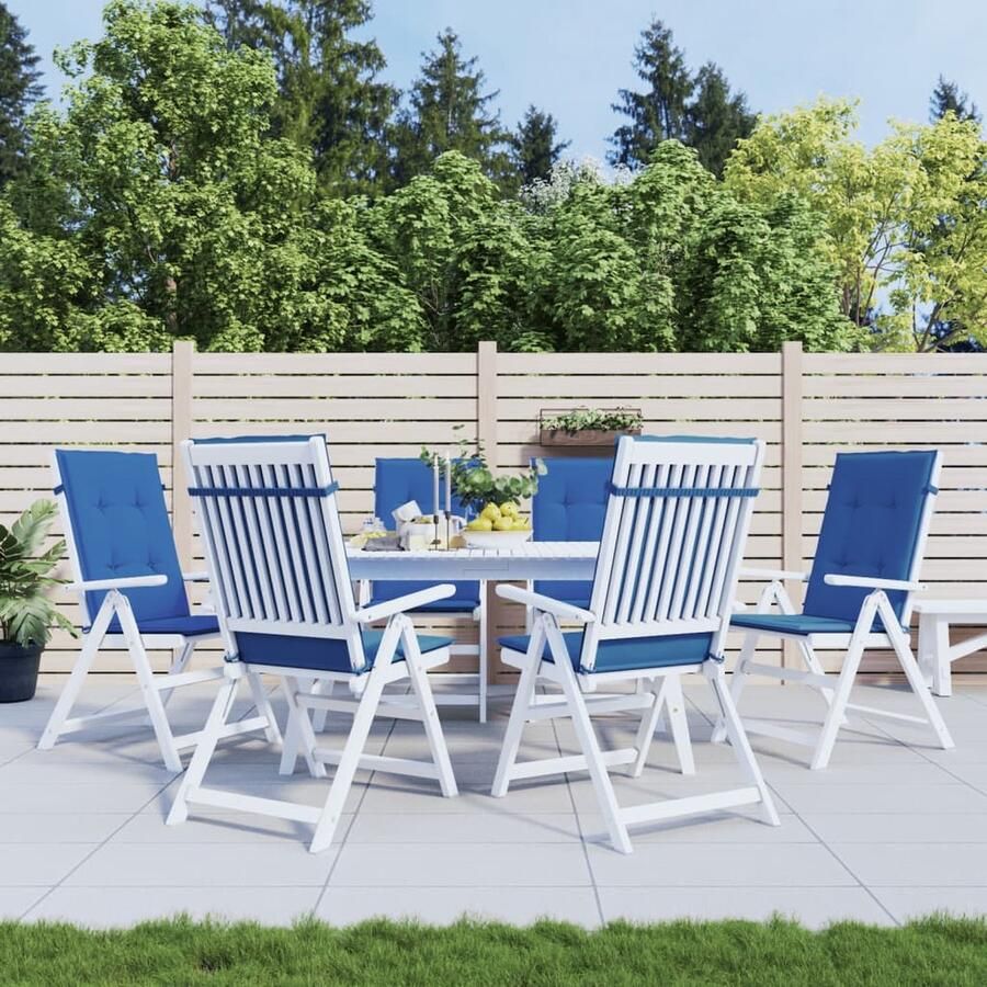 VidaXL Tuinstoelkussens Hoge Rug 6 st Koningsblauw Tuinstoel Kussentje Outdoor Kussens Balkon Kussens Blauw Kussen Stofkussen Polyester Kussen Zonwering - Foto 2
