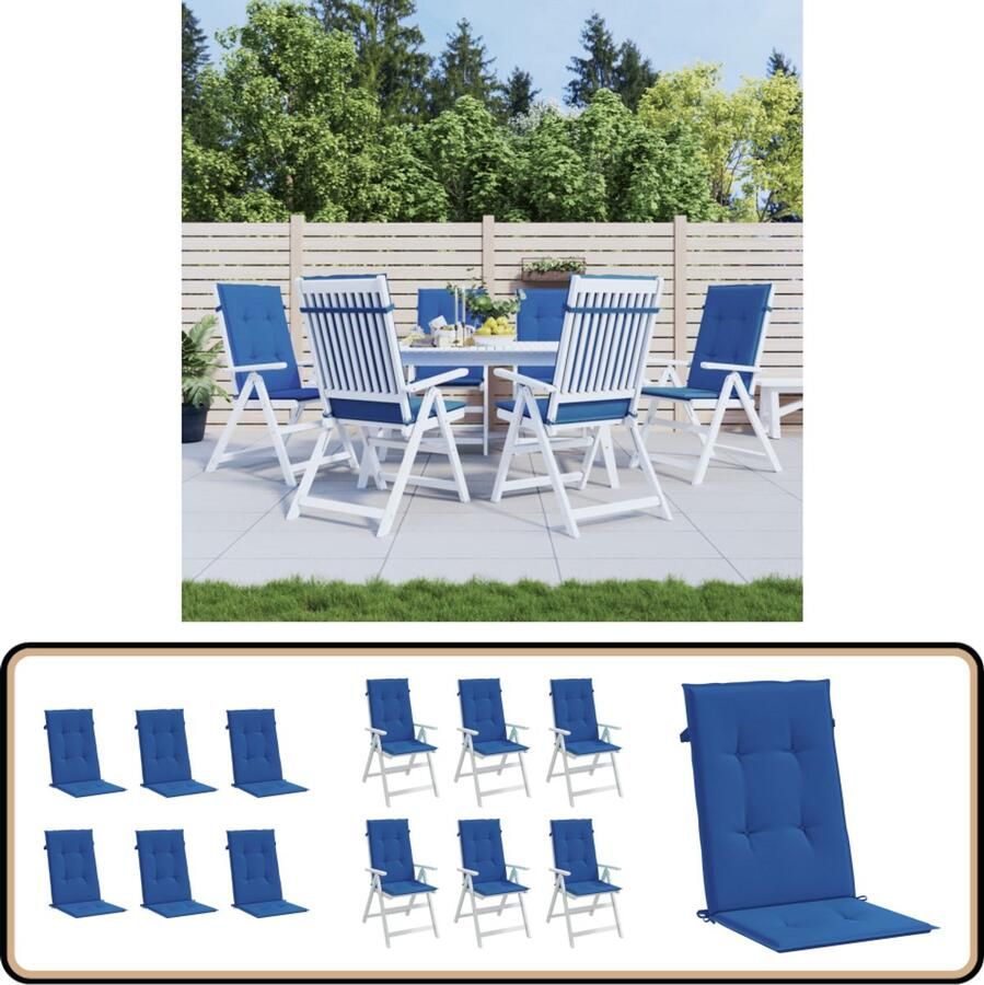 VidaXL Tuinstoelkussens Hoge Rug 6 st Koningsblauw Tuinstoel Kussentje Outdoor Kussens Balkon Kussens Blauw Kussen Stofkussen Polyester Kussen Zonwering