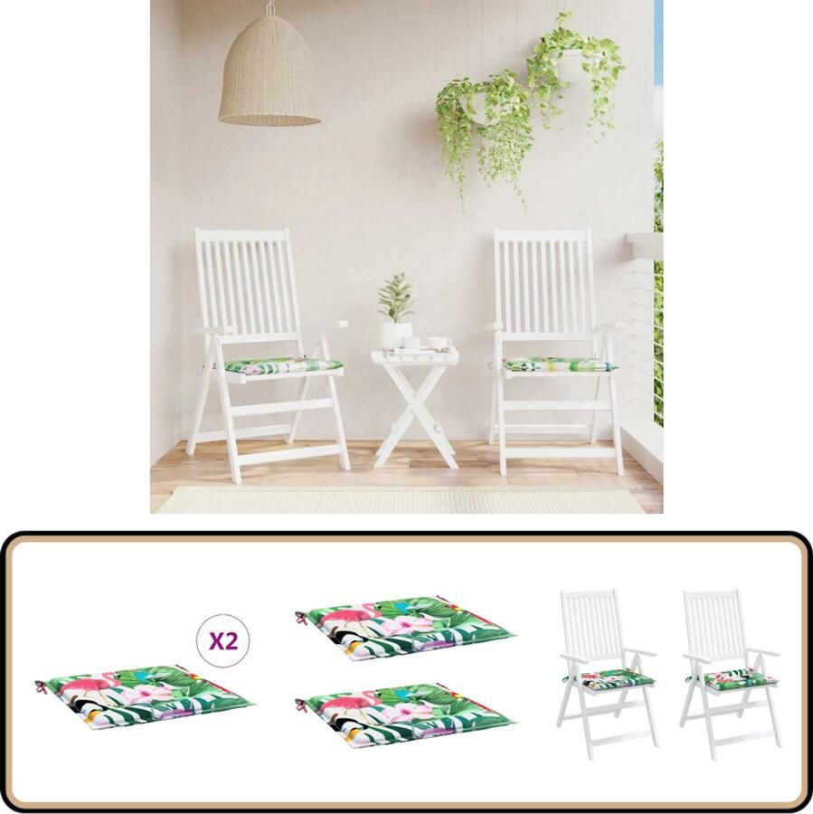 VidaXL Tuinstoelkussens Waterafstotend Set van 2 Tuinstoel Kussentje Oxford Stof Buitentoepassing Waterafstotend Antislip Balkondecoratie