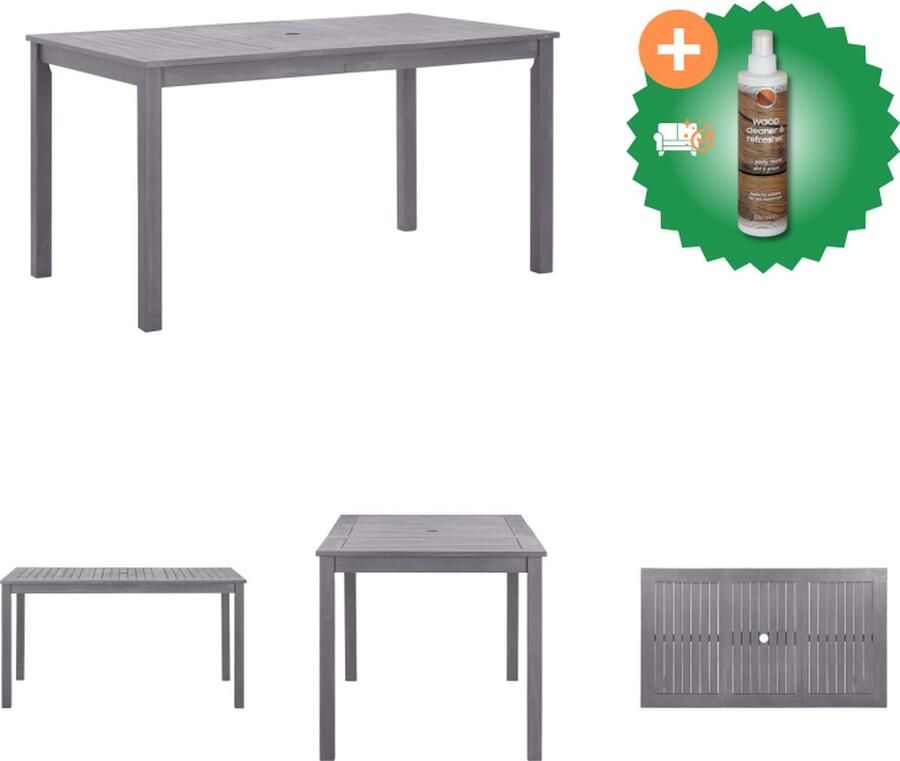 VidaXL Tuintafel 140x80x74 cm massief acaciahout greywash Tafel Inclusief Houtreiniger en verfrisser