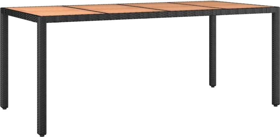 VidaXL Tuintafel Met Houten Blad Tuintafels Met Houten Blad Tuintafel Tuin Tafel Tuintafel met houten blad poly ratten en acaciahout zwart