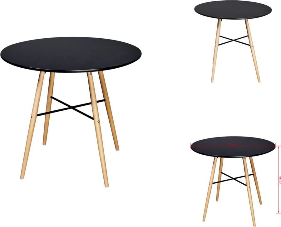VidaXL Tuintafel Tuintafels Tuin Tafel Tuin Tafels Eettafel rond MDF zwart