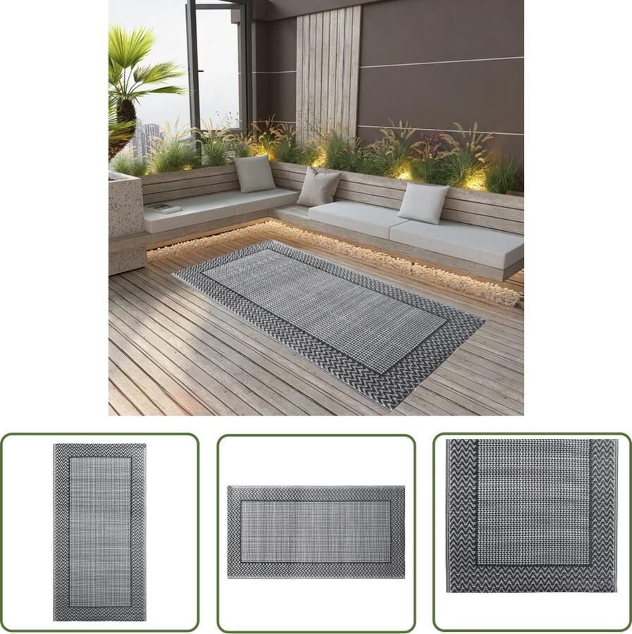 The Living Store Buitenkleed 80x150 cm PP grijs Tuintapijt Outdoor Tapijt Terras Tapijt Lounge Set Tuindecoratie