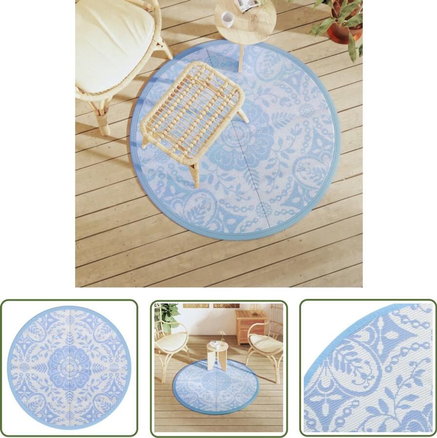 VidaXL Tuintapijt Buitenkleed ARAKIL Ø120 cm polypropeen babyblauw Terrasdecoratie Polypropeen Babyblauw