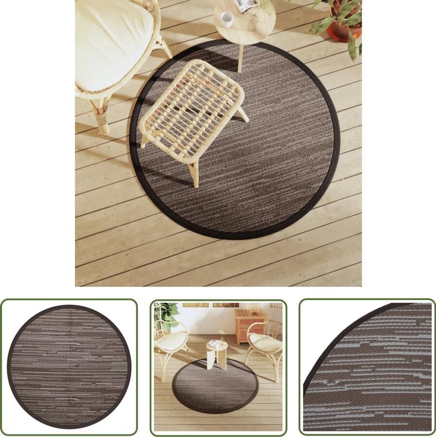 VidaXL Tuintapijt Buitenkleed ARAKIL Ø 120 cm polypropeen bruin Patio Dekens Rond Tapijt Brown Carpet
