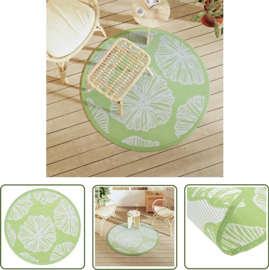 VidaXL Tuintapijt Buitenkleed ARAKIL Ø120 cm polypropeen groen Patio Dekens Veranda Matten Polypropylene