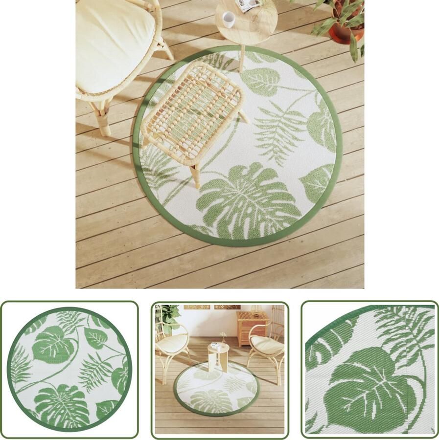 VidaXL Tuintapijt Buitenkleed ARAKIL Ø120 cm polypropeen groen Terrasdecoratie Patiodekent Groen Tapijt