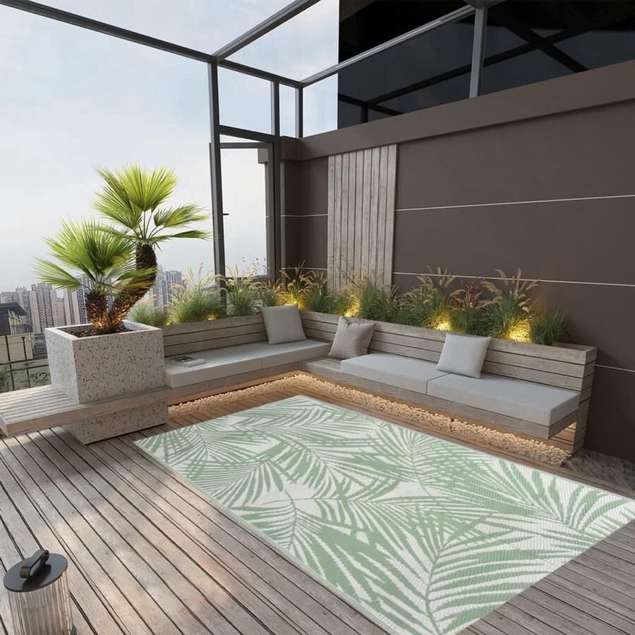 The Living Store Buitenkleed ARAKIL 120x180 cm polypropeen groen Tuintapijt Buitentapijten Terrasdecoratie Outdoor Tapijten Patio Dekens