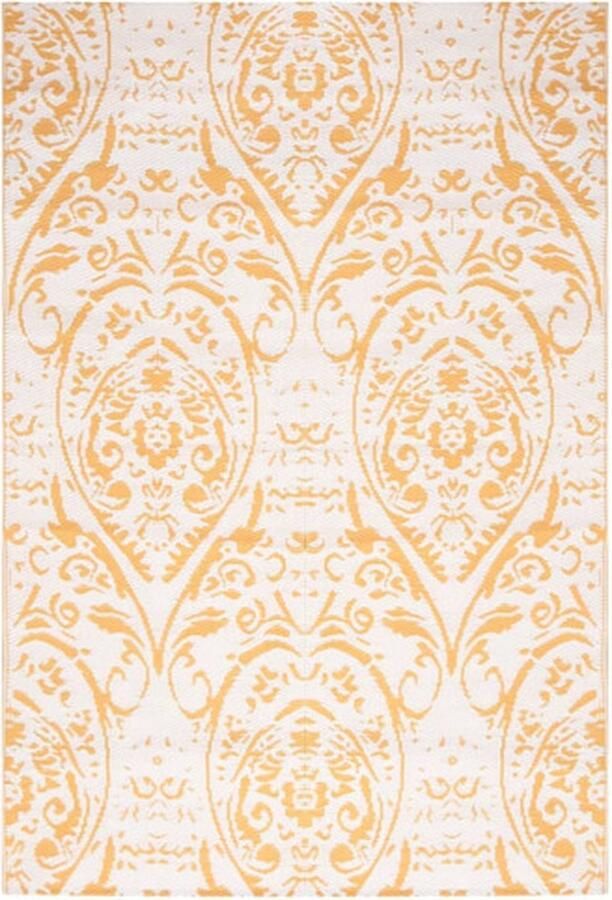 The Living Store Buitenkleed ARAKIL 140x200 cm polypropeen geel Tuintapijt Outdoor Vloerbedekking Patio Dekens Terrasdecoratie Zomertapet