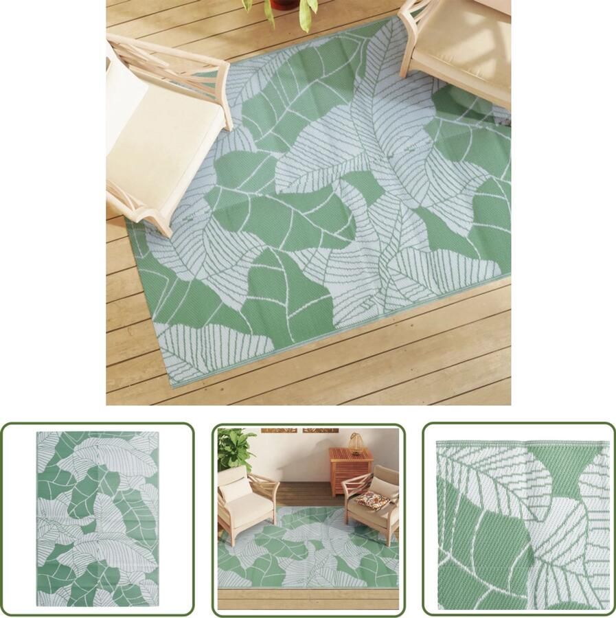VidaXL Tuintapijt Buitenkleed ARAKIL 140x200 cm polypropeen groen Patio Dekens Veranda Kleed Terrasdecoratie