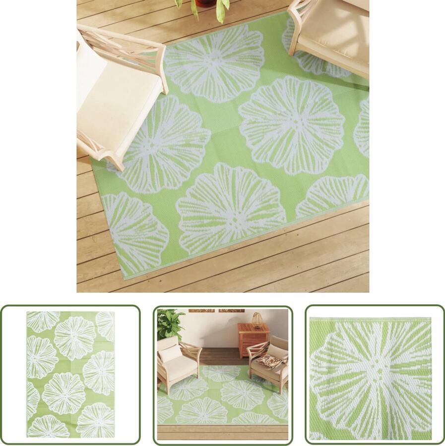 VidaXL Tuintapijt Buitenkleed ARAKIL 140x200 cm polypropeen groen Terrasdecoratie Groene Kleurtjes Polypropeen