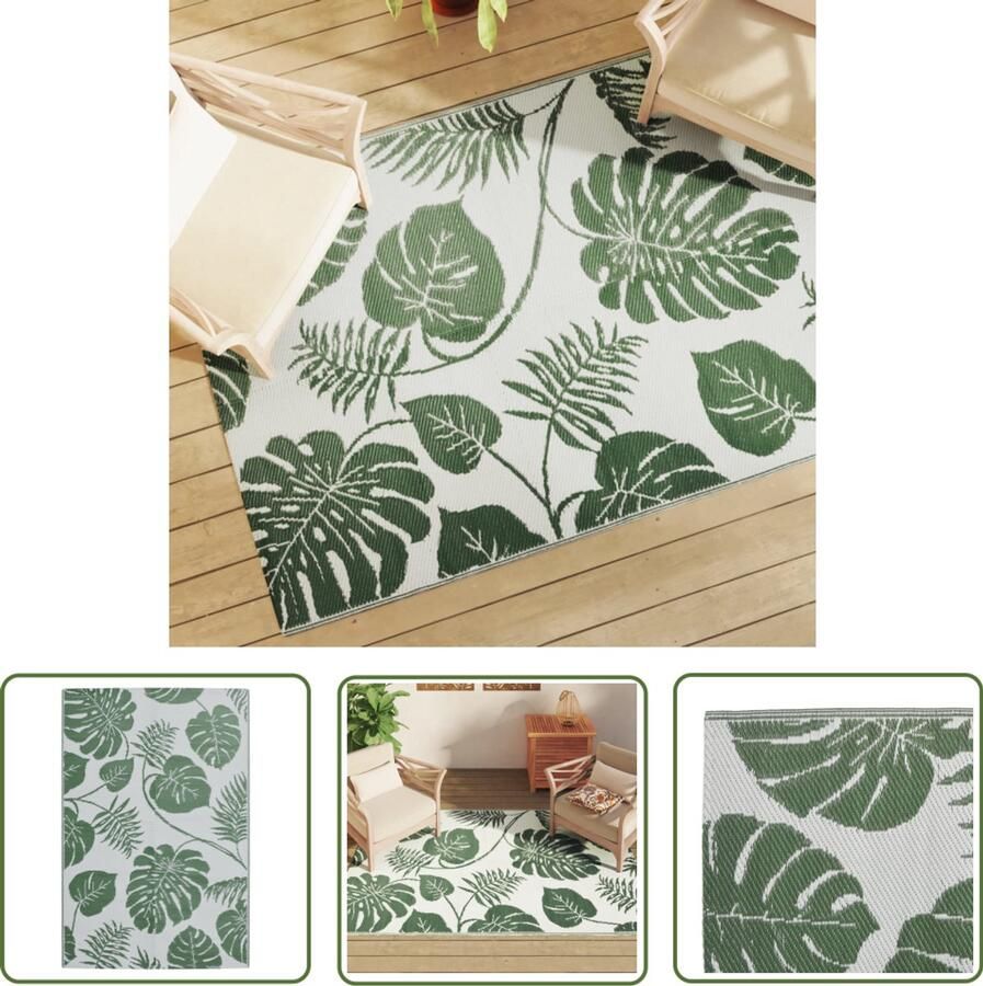 VidaXL Tuintapijt Buitenkleed ARAKIL 140x200 cm polypropeen groen Terrasdecoratie Patiodekoration Polypropyleen