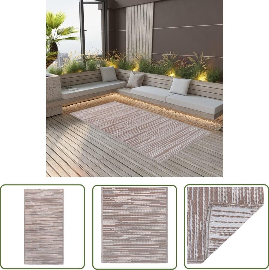 The Living Store Buitenkleed ARAKIL 140x200 cm polypropeen taupe Tuintapijt Outdoor Tapijt Patio Vloerbedekking Terrasdecoratie Lounge Set Dekbed