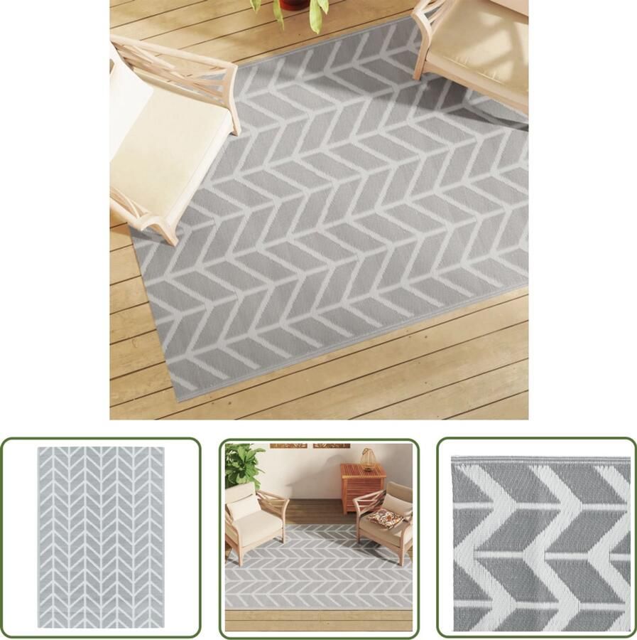 VidaXL Tuintapijt Buitenkleed ARAKIL 140x200 cm PP grijs Patio Dekens Polypropylene Tapijten Outdoor Tapijt