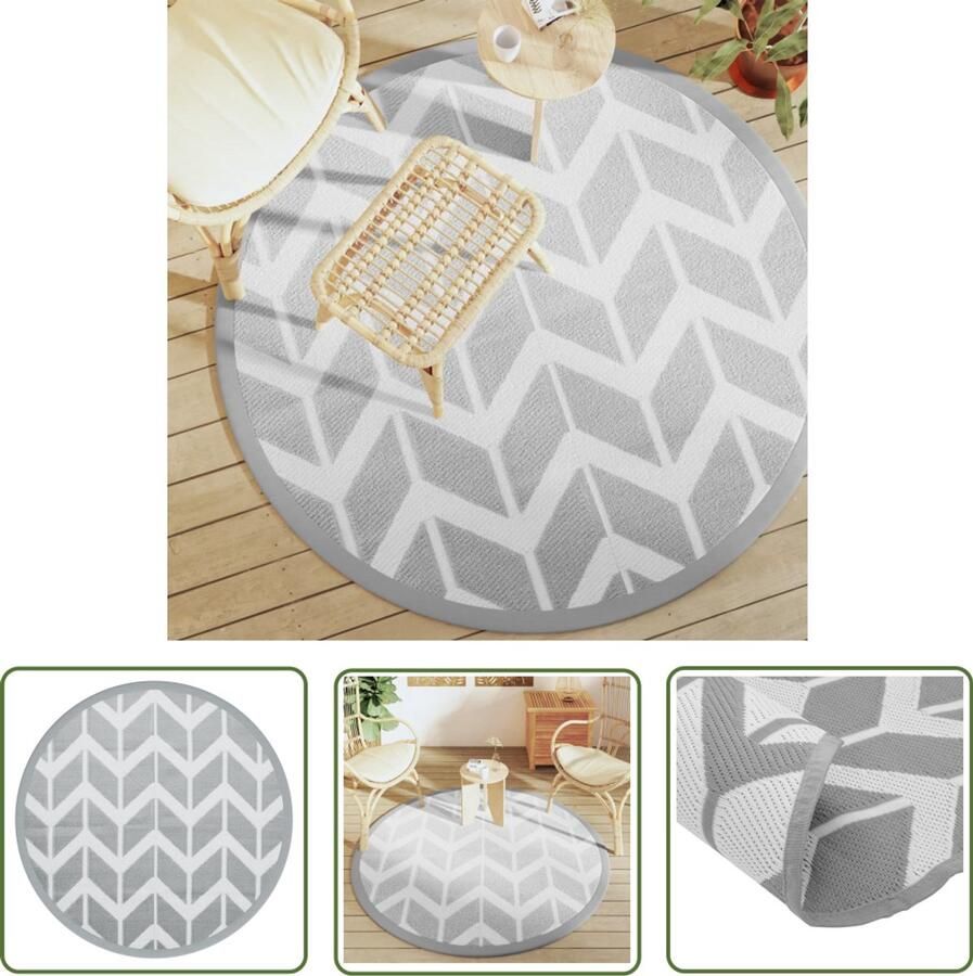 VidaXL Tuintapijt Buitenkleed ARAKIL Ø160 cm polypropeen grijs Terrasdecoratie Polypropeen Grijze Kleurtint