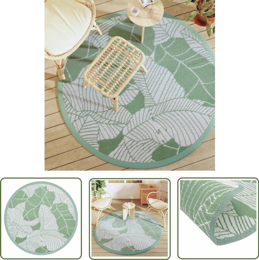 VidaXL Tuintapijt Buitenkleed ARAKIL Ø160 cm polypropeen groen Terrasdecoratie Polypropeen Groene Kleurtjes