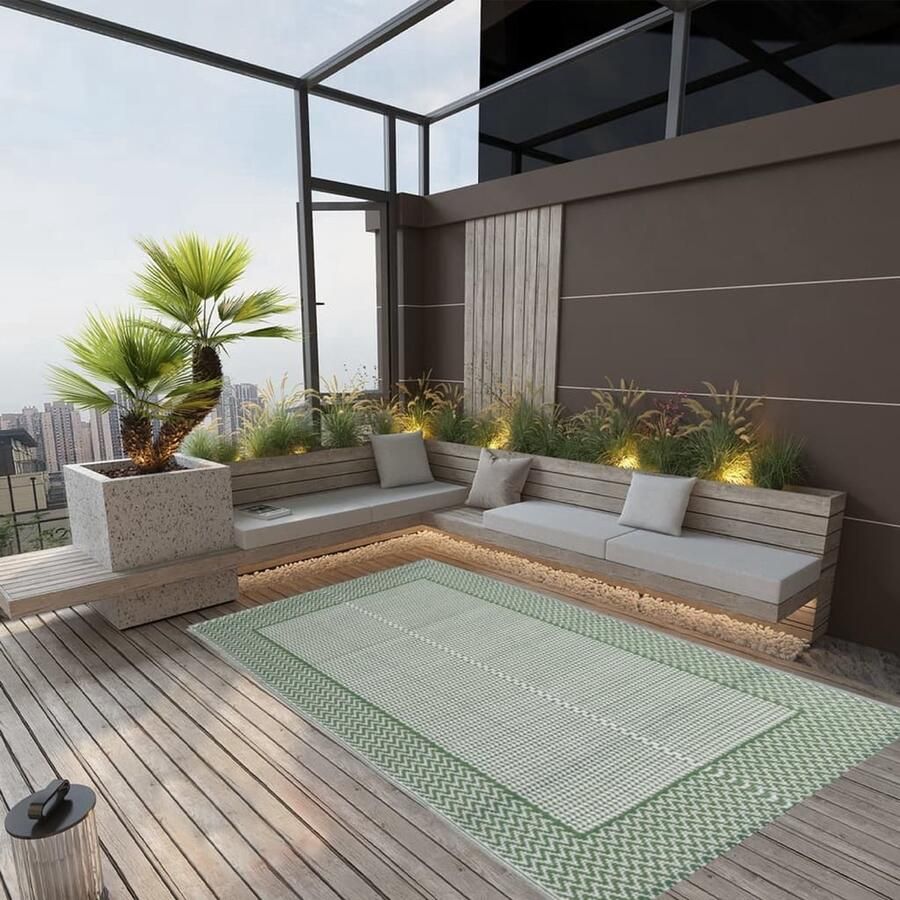 The Living Store Buitenkleed ARAKIL 160x230 cm polypropeen groen Tuintapijt Buitentapijten Terrasdecoratie Outdoor Tapijten Polypropylene Tapijt