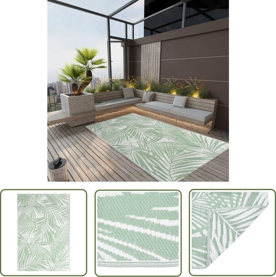 The Living Store Buitenkleed ARAKIL 160x230 cm polypropeen groen Tuintapijt Buitentapijten Terras Tapijt Outdoor Tapijt Polypropylene Tapijt
