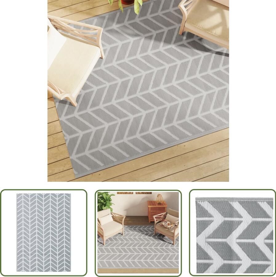 VidaXL Tuintapijt Buitenkleed ARAKIL 160x230 cm PP grijs Patio Dekens Veranda Tapijten Polypropylene Tapijt
