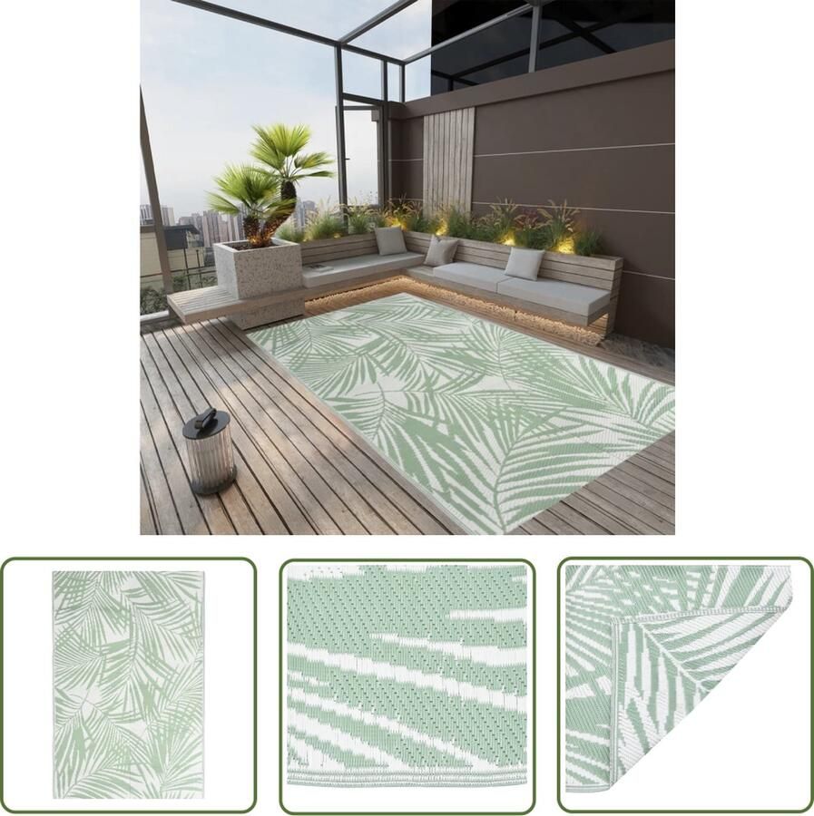 The Living Store Buitenkleed ARAKIL 190x290 cm polypropeen groen Tuintapijt Buitentapijt Patio Tapijt Terrasdecoratie Outdoor Vloerbedekking