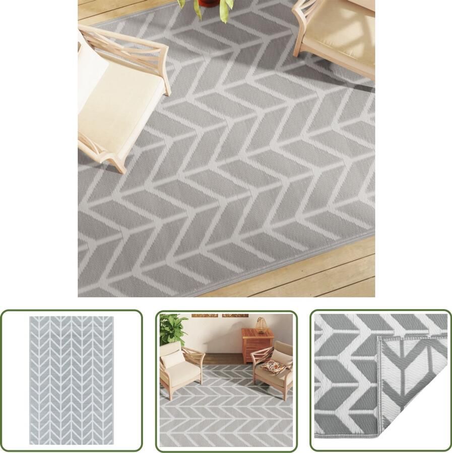 VidaXL Tuintapijt Buitenkleed ARAKIL 190x290 cm PP grijs Patio Dekens Terrasdekentjes Polypropylene Tapijten