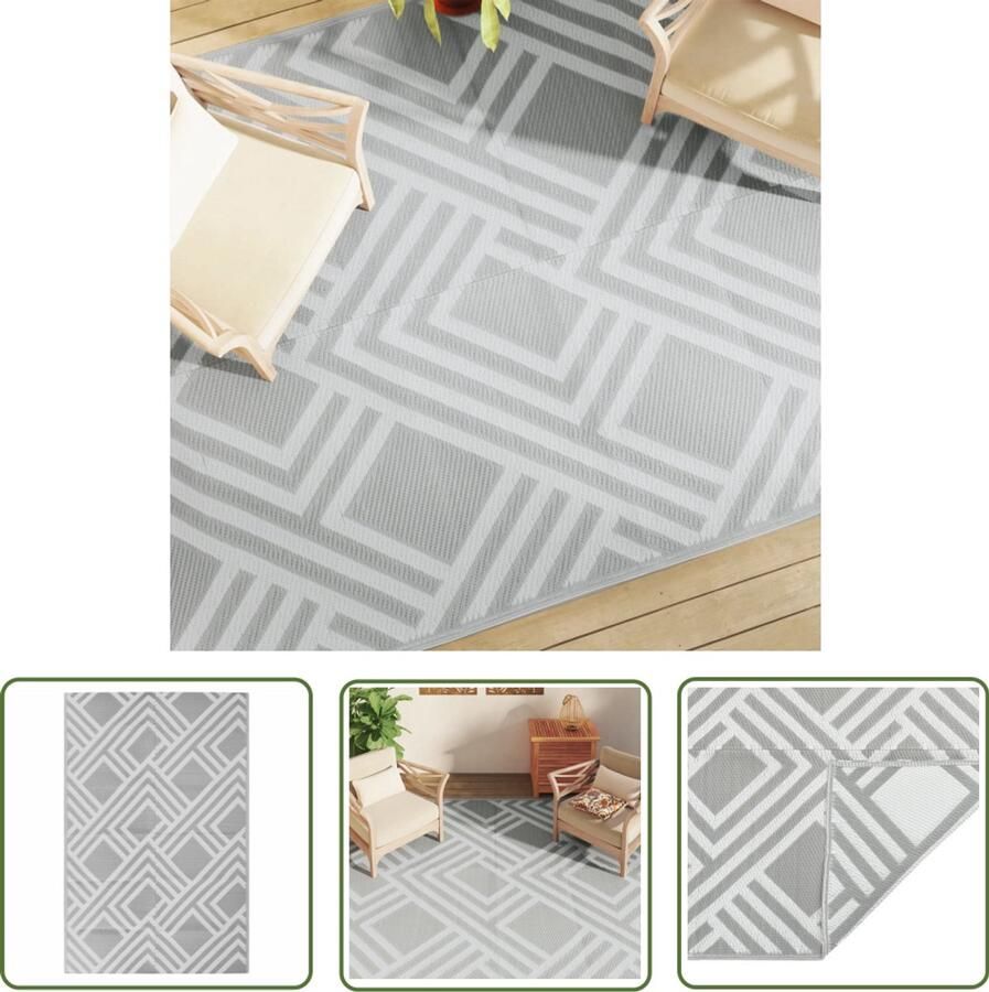 VidaXL Tuintapijt Buitenkleed ARAKIL 190x290 cm PP grijs Patiodekent Polypropylene Grijs