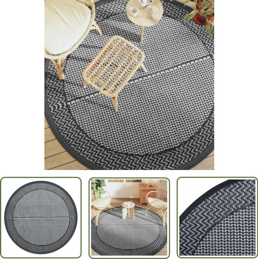 VidaXL Tuintapijt Buitenkleed ARAKIL Ø 200 cm polypropeen grijs Patio Dekens Polypropylene Tapijt Rond Tapijt