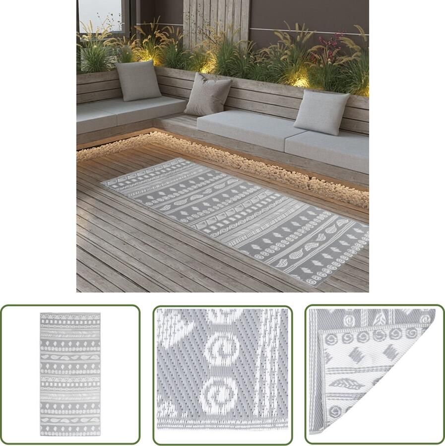 The Living Store Buitenkleed ARAKIL 80x150 cm polypropeen grijs Tuintapijt Buitentapijten Outdoor Tapijten Patio Tapijt Terrasdecoratie